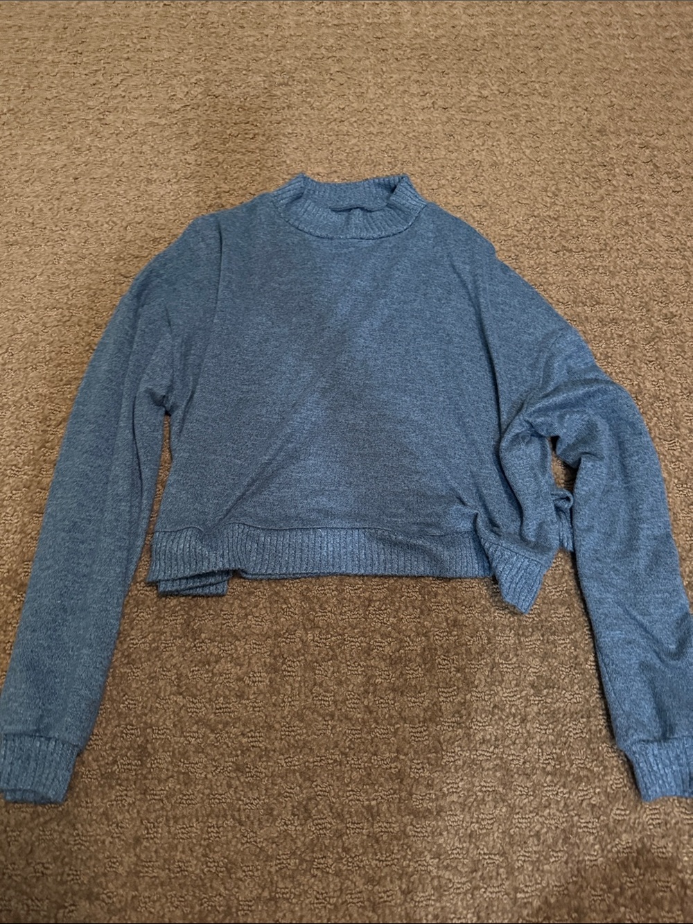 Cozy Blue Cropped Crewneck Sweater